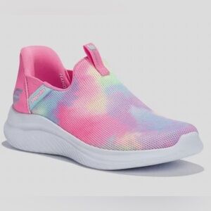 Girls S Sport By Skechers Baily Step-Ins Sneakers Pink Tie Dye Slip On Size 2